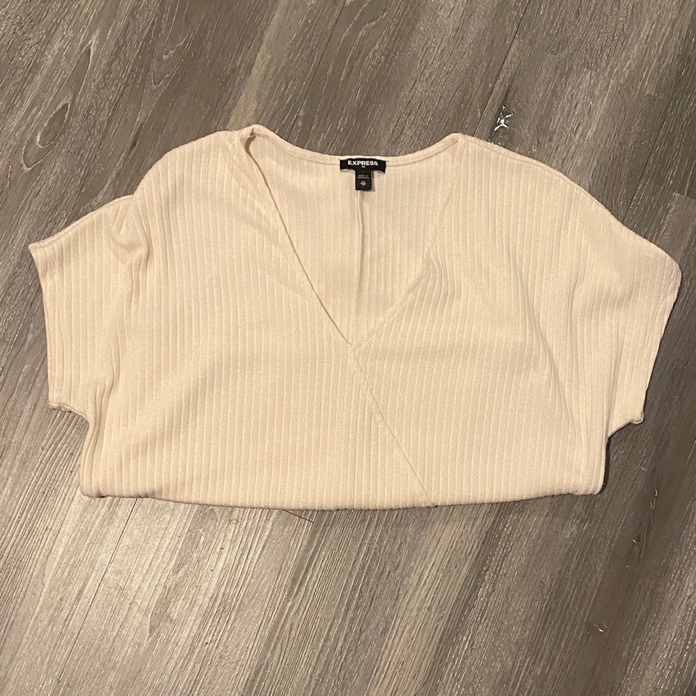 Express Cream Ribbed Bodysuit - Picture 4 of 4